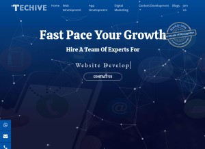 How techive.in looks like on a tablet such as an iPad.