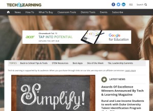How techlearning.com looks like on a tablet such as an iPad.