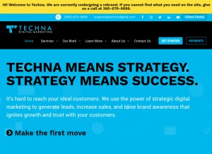 How technadigital.com looks like on a tablet such as an iPad.