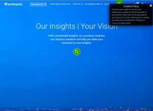 How technavio.com looks like on a tablet such as an iPad.