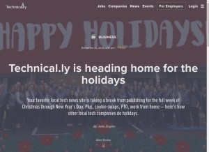 How technical.ly looks like on a tablet such as an iPad.