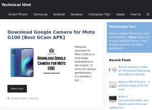 How technicalhint.com looks like on a tablet such as an iPad.