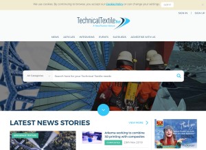 How technicaltextile.net looks like on a tablet such as an iPad.