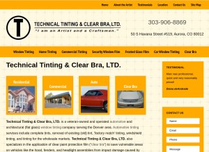 How technicaltinting.com looks like on a tablet such as an iPad.