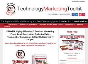 How technologymarketingtoolkit.com looks like on a tablet such as an iPad.