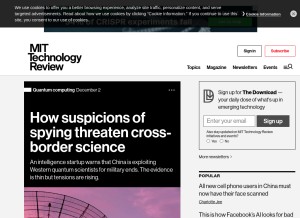 How technologyreview.com looks like on a tablet such as an iPad.