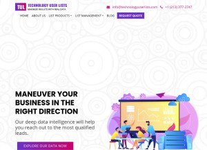 How technologyuserlists.com looks like on a tablet such as an iPad.