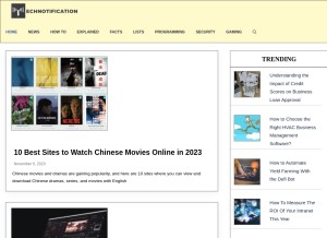 How technotification.com looks like on a tablet such as an iPad.