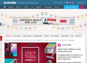 How techradar.com looks like on a tablet such as an iPad.