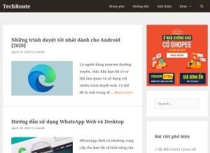 How techroute.vn looks like on a tablet such as an iPad.