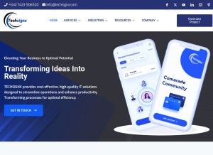 How techsignx.com looks like on a tablet such as an iPad.
