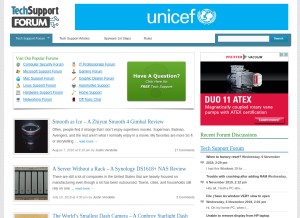 How techsupportforum.com looks like on a tablet such as an iPad.