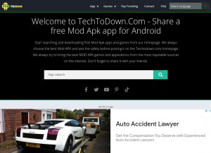 How techtodown.com looks like on a tablet such as an iPad.