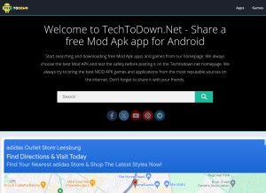 How techtodown.net looks like on a tablet such as an iPad.
