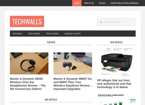 How techwalls.com looks like on a tablet such as an iPad.