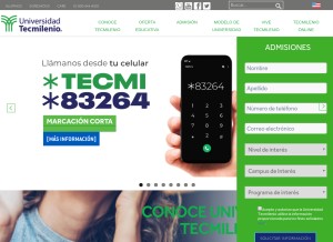 How tecmilenio.mx looks like on a tablet such as an iPad.