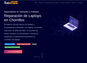 How tecnicodelaptops.com looks like on a tablet such as an iPad.