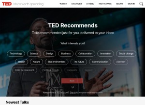 How ted.com looks like on a tablet such as an iPad.