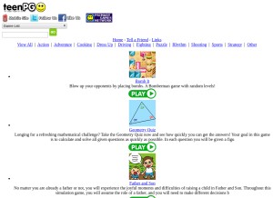 How teenpg.com looks like on a tablet such as an iPad.