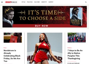 How teenvogue.com looks like on a tablet such as an iPad.