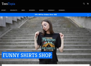 How teestopia.com looks like on a tablet such as an iPad.