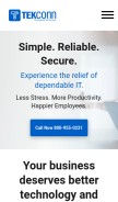 How tekconn.com looks like on a mobile device such as an iPhone.