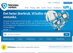 How tekniskaverken.se looks like on a tablet such as an iPad.