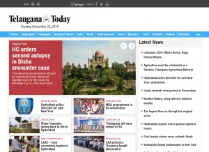 How telanganatoday.com looks like on a tablet such as an iPad.