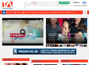 How teleamazonas.com looks like on a tablet such as an iPad.