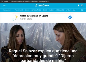 How telecinco.es looks like on a tablet such as an iPad.