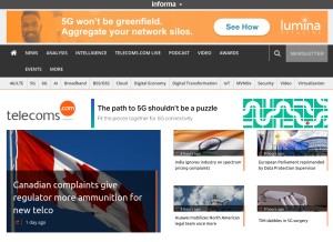 How telecoms.com looks like on a tablet such as an iPad.
