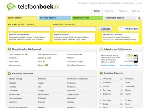 How telefoonboek.nl looks like on a tablet such as an iPad.