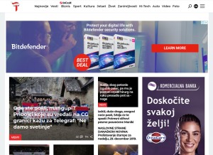 How telegraf.rs looks like on a tablet such as an iPad.