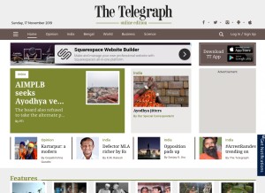 How telegraphindia.com looks like on a tablet such as an iPad.