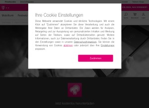 How telekom-vpn.net looks like on a tablet such as an iPad.