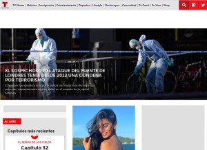How telemundo.com looks like on a tablet such as an iPad.