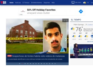 How telemundo51.com looks like on a tablet such as an iPad.