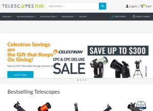 How telescopesplus.com looks like on a tablet such as an iPad.
