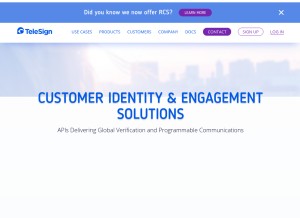 How telesign.com looks like on a tablet such as an iPad.