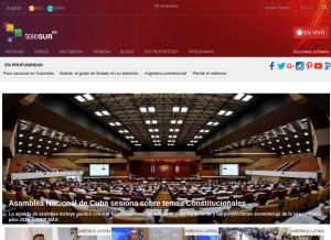 How telesurtv.net looks like on a tablet such as an iPad.