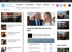 How televizyongazetesi.com looks like on a tablet such as an iPad.