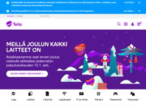How telia.fi looks like on a tablet such as an iPad.