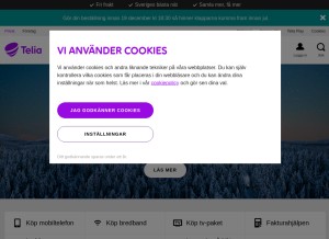 How telia.se looks like on a tablet such as an iPad.