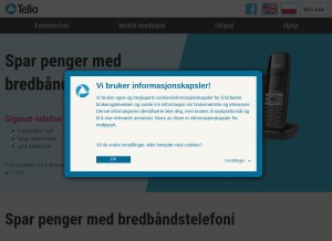 How telio.no looks like on a tablet such as an iPad.