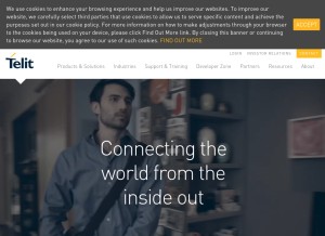 How telit.com looks like on a tablet such as an iPad.