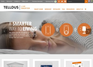 How telldus.com looks like on a tablet such as an iPad.