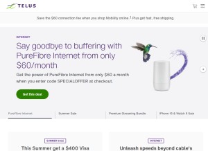 How telus.com looks like on a tablet such as an iPad.