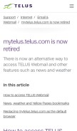How telus.net looks like on a mobile device such as an iPhone.