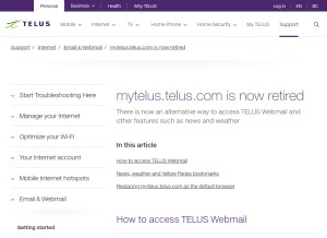 How telus.net looks like on a tablet such as an iPad.