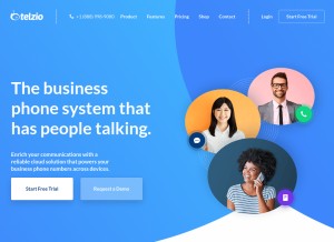 How telzio.com looks like on a tablet such as an iPad.
